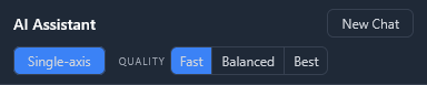 The AI Assistant in Single-axis mode, with the Single-axis toggle highlighted