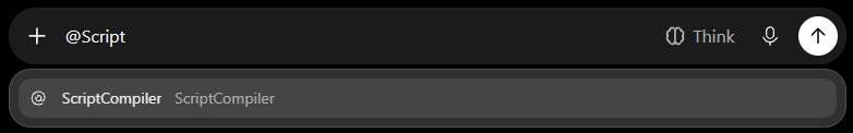 Typing @ in a ChatGPT chat shows ScriptCompiler to pick