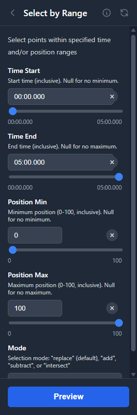 Select by Range tool